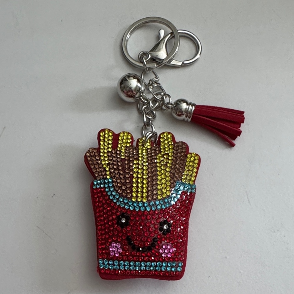 Rhinestone French Fry Keychain